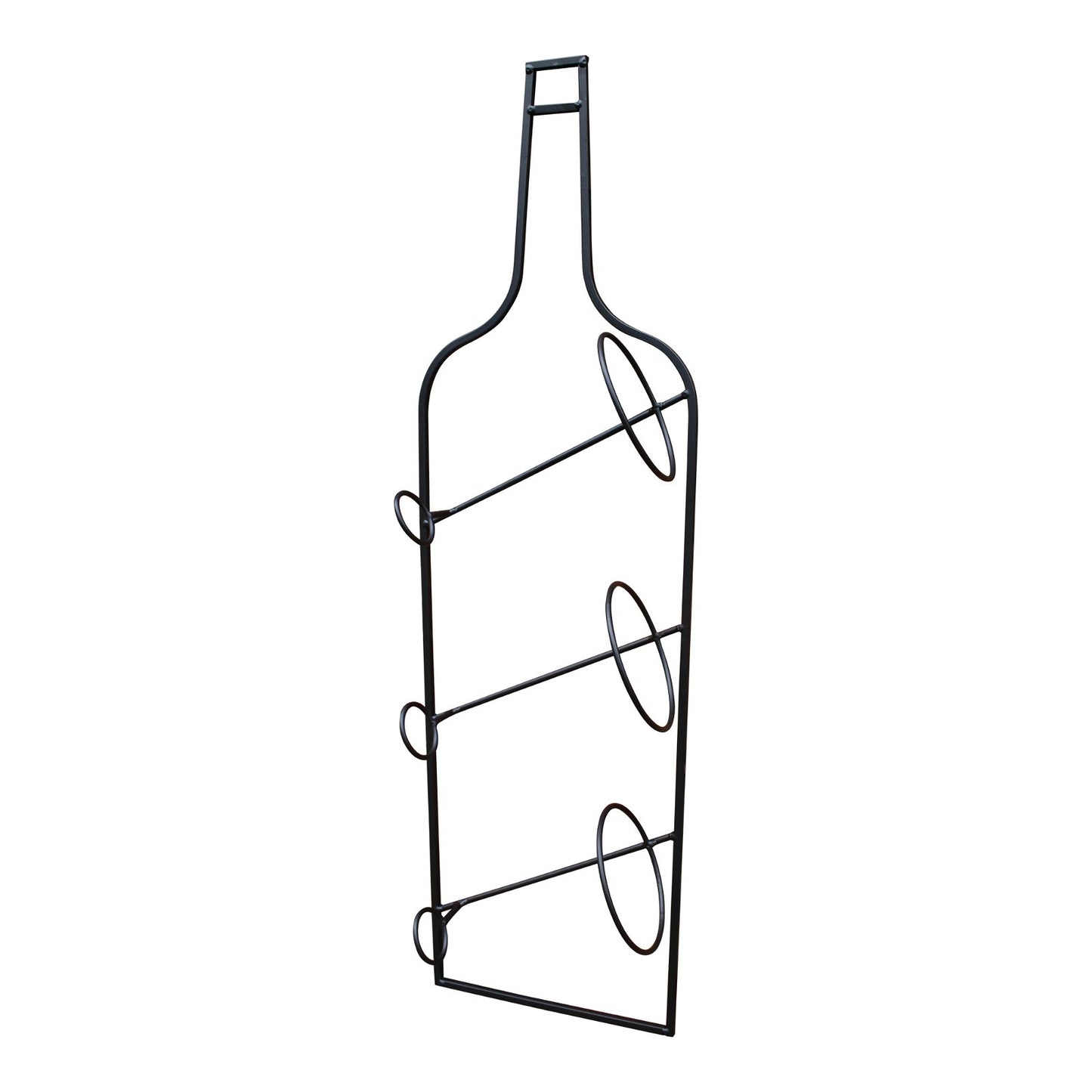 Wall Mounted Black Metal Wine Bottle Holder