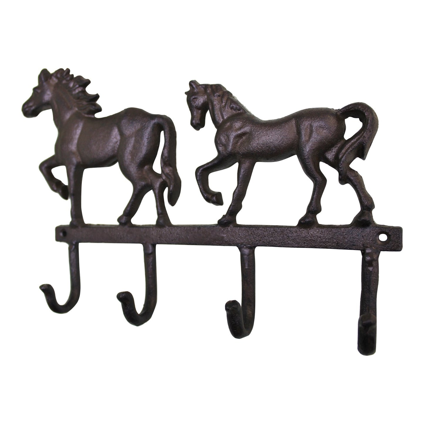 Rustic Cast Iron Wall Hooks, Two Horses