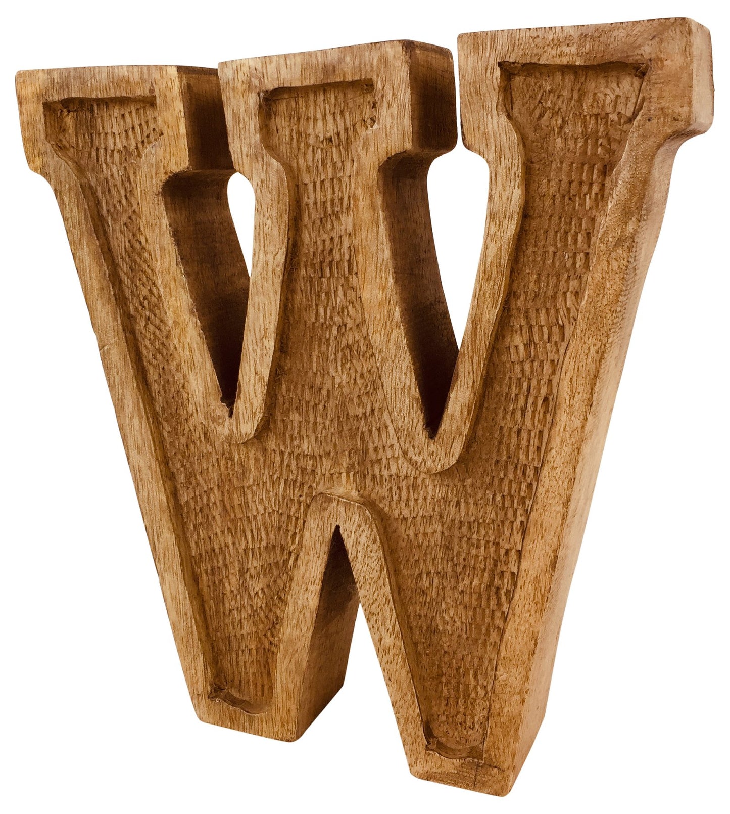 Hand Carved Wooden Embossed Letter W