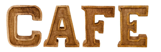 Hand Carved Wooden Embossed Letters Cafe