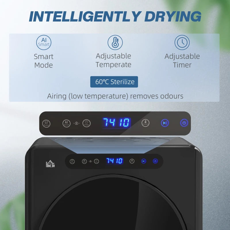 HOMCOM 4kg Compact 40-60℃ Tumble Dryer - Black