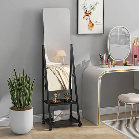 HOMCOM Free Standing Dressing Mirror on Wheels