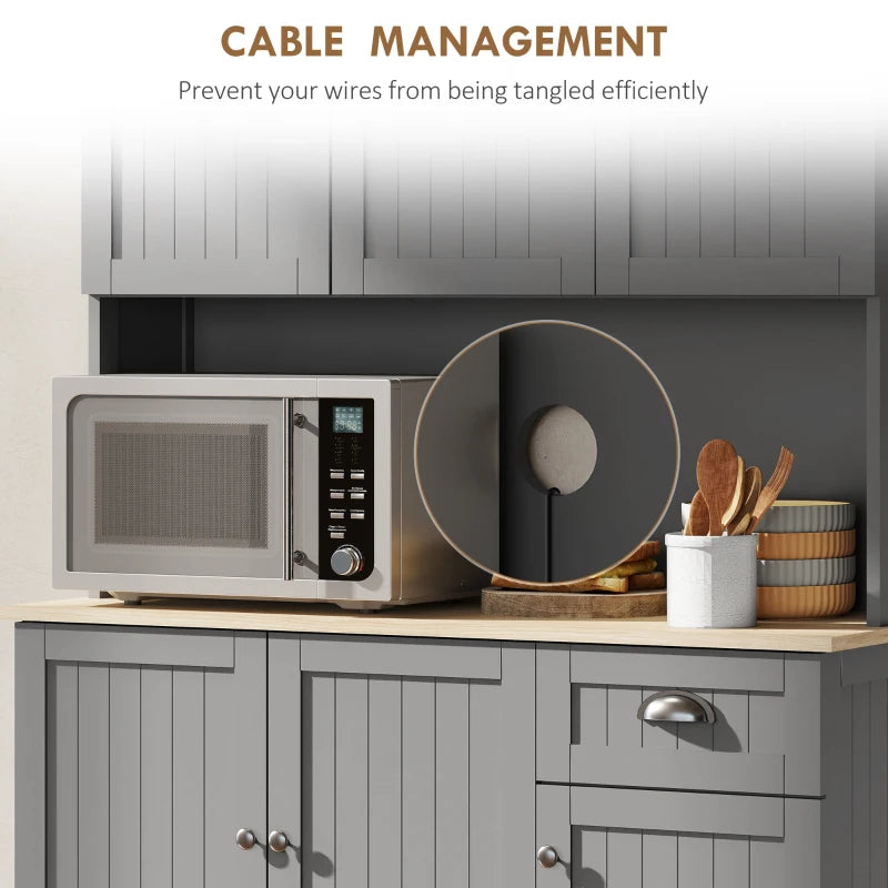 HOMCOM 180cm Freestanding Kitchen Cabinet - Grey