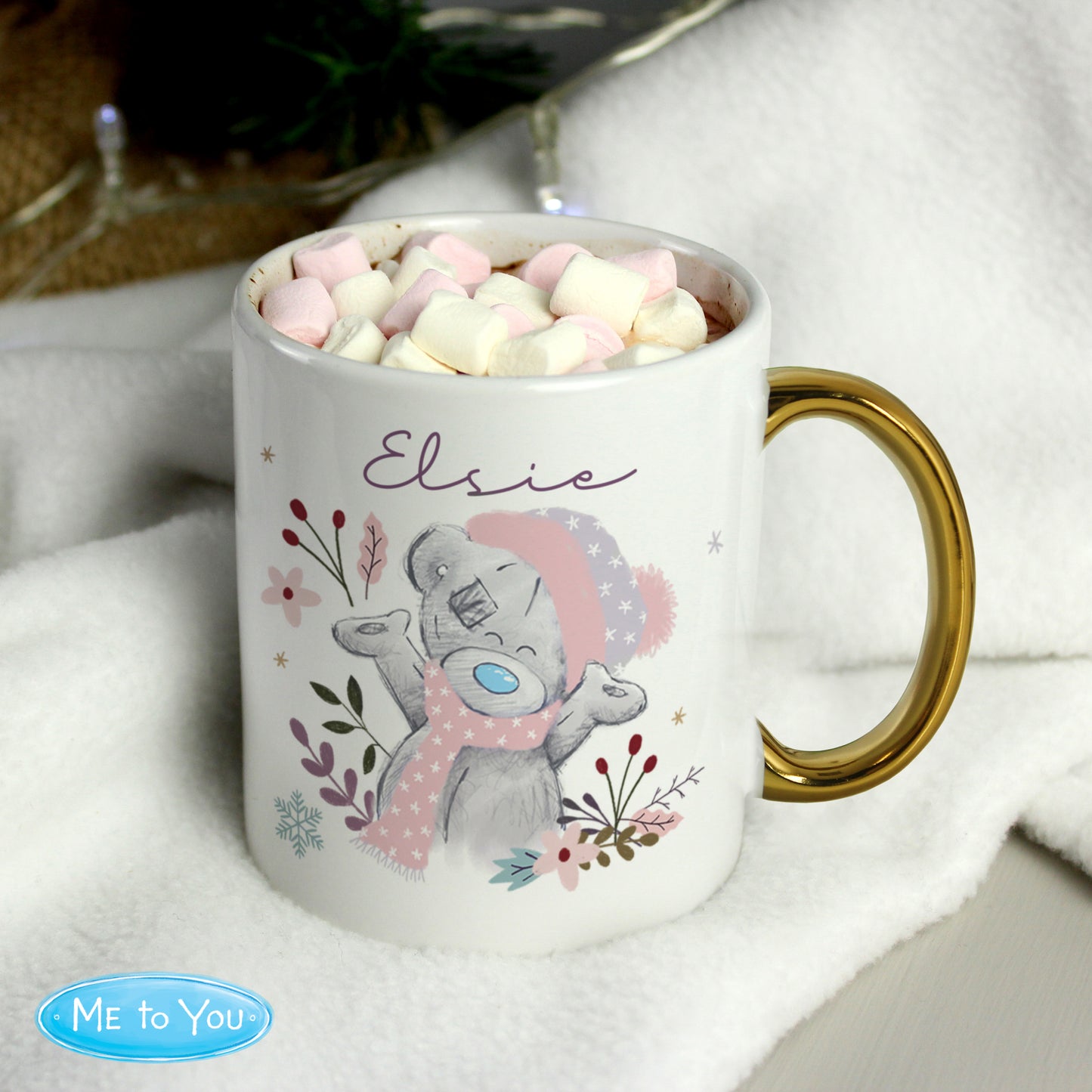 Personalised Me to You Cosy Winter Gold Handled Mug