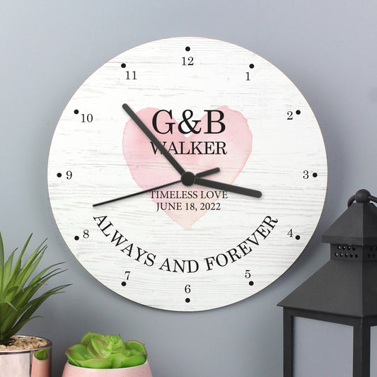 Personalised Couples Wooden Clock