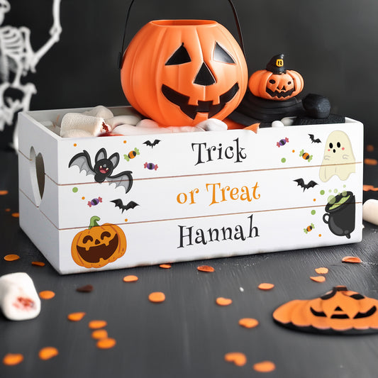 Personalised Halloween Small Wooden Treats Crate