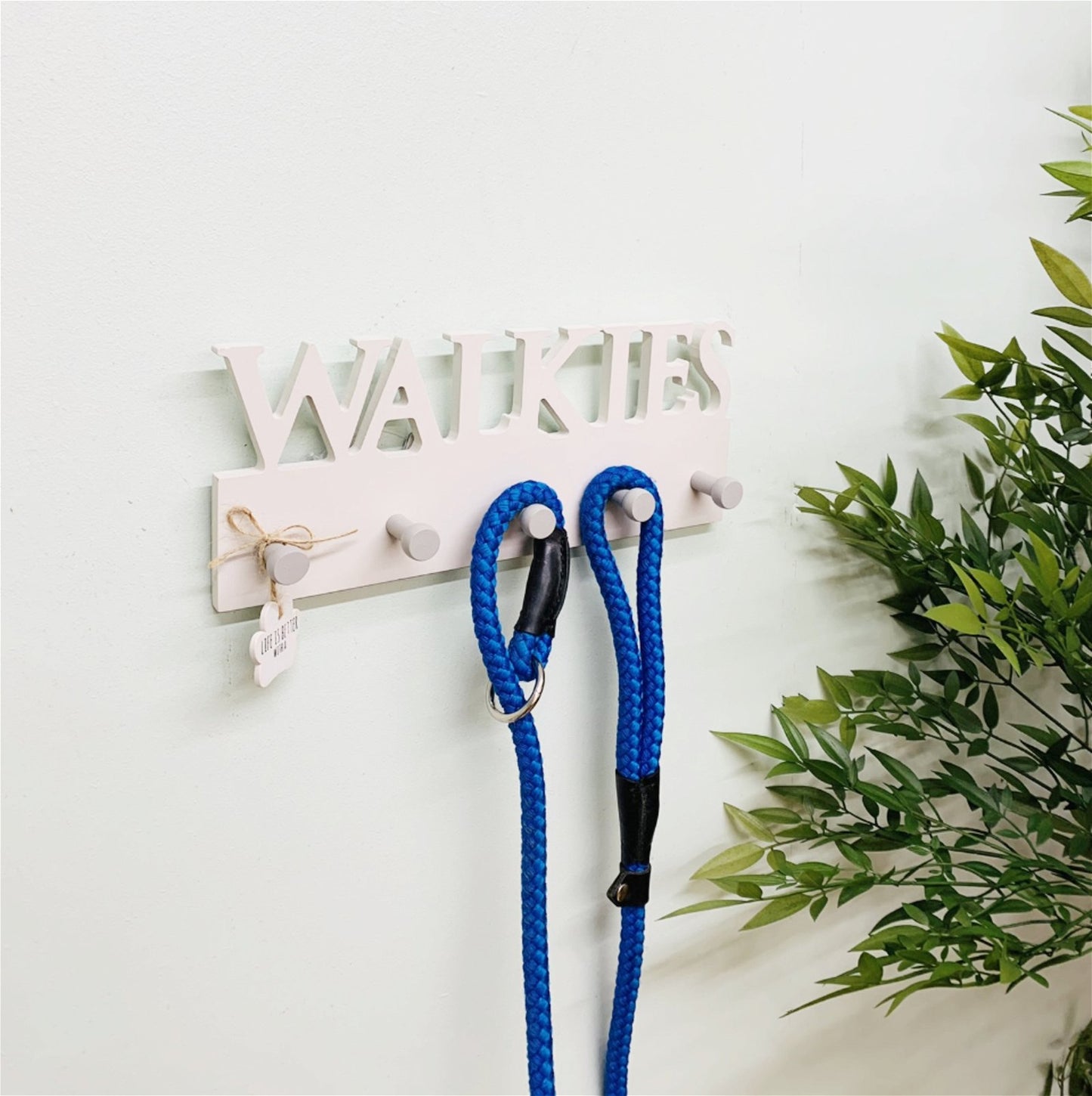 Wooden Wall Dog Walkies 5 Hooks Lead Holder