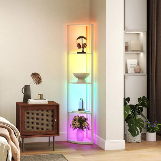 HOMCOM RGB LED Floor Lamp with Shelves
