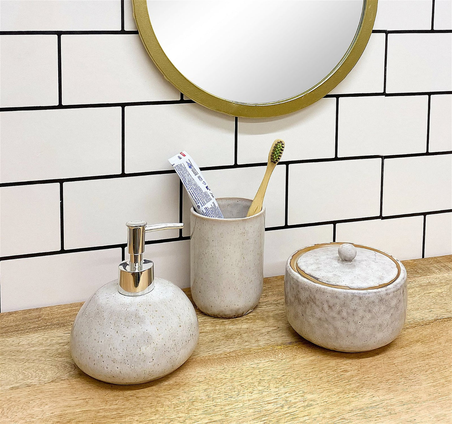 Taupe Ceramic Soap Dispenser