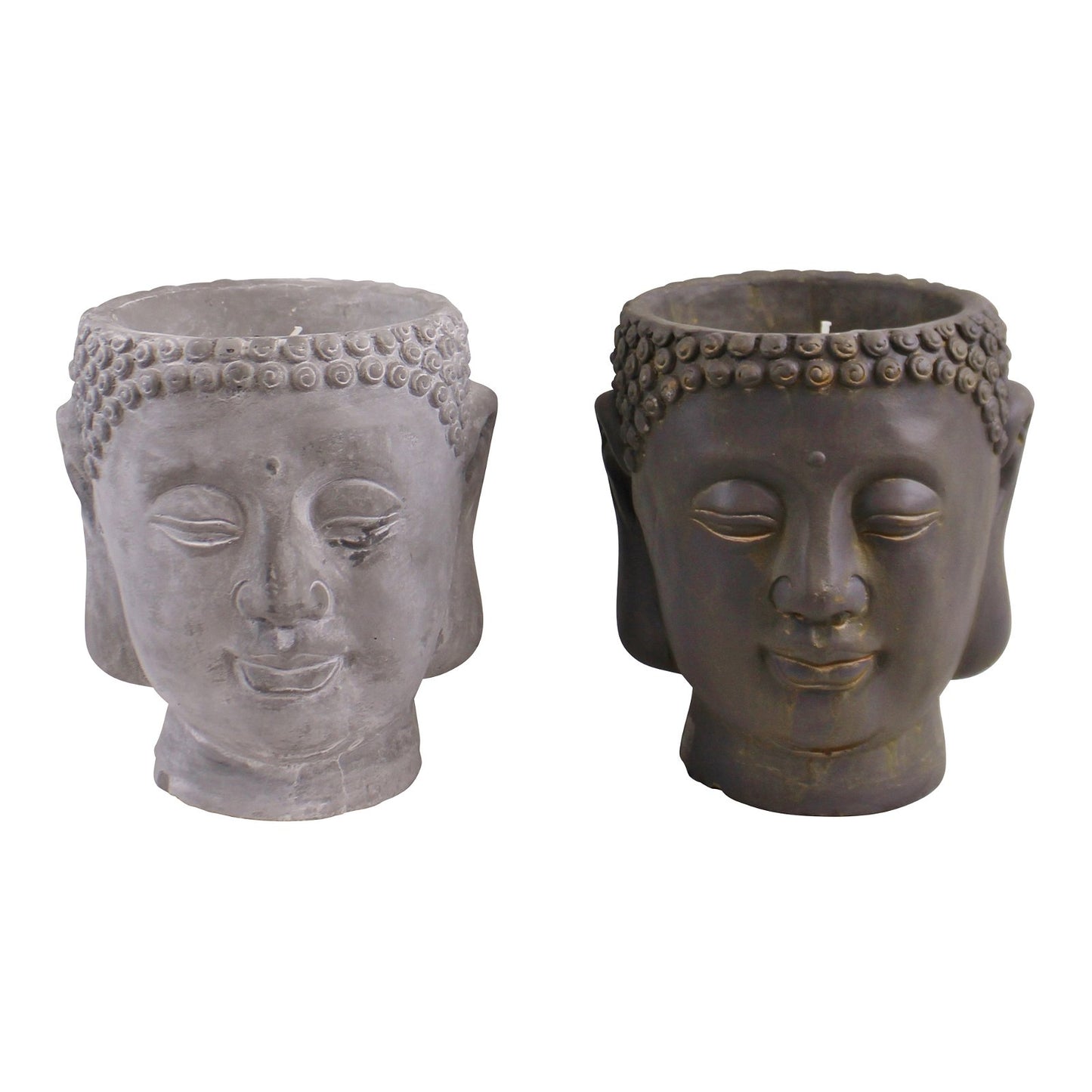 Set of 2 Large Cement Buddha Design Candles