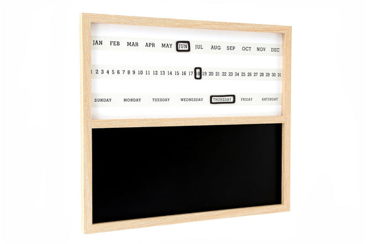 Wall Mounted Wooden Calender With Chalk Board