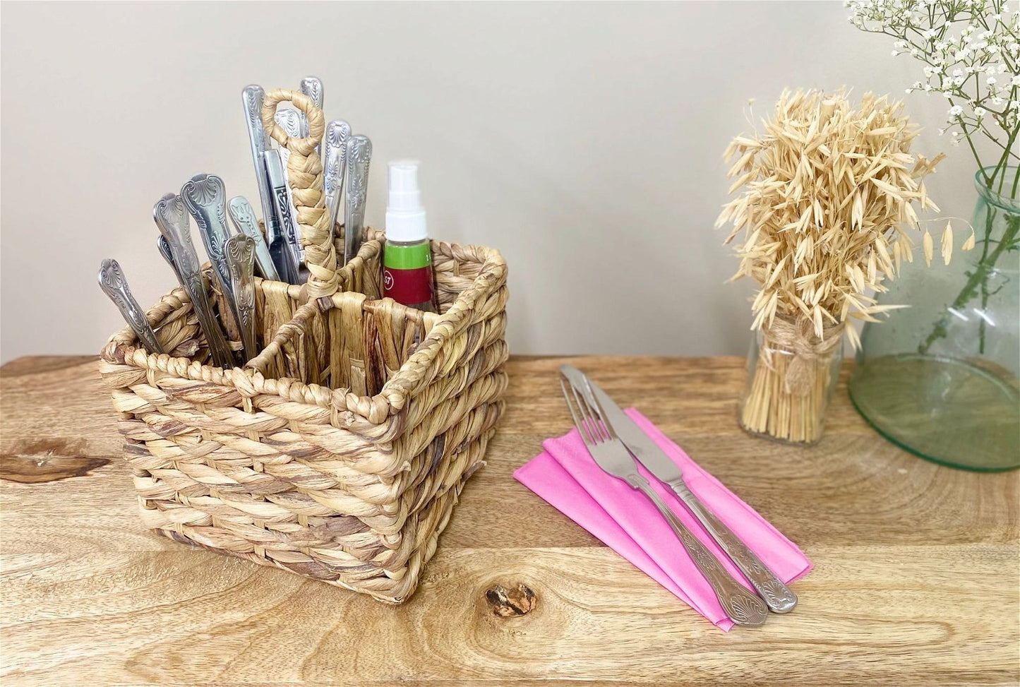 Natural Waterhyacinth Woven Cutlery Holder 26cm