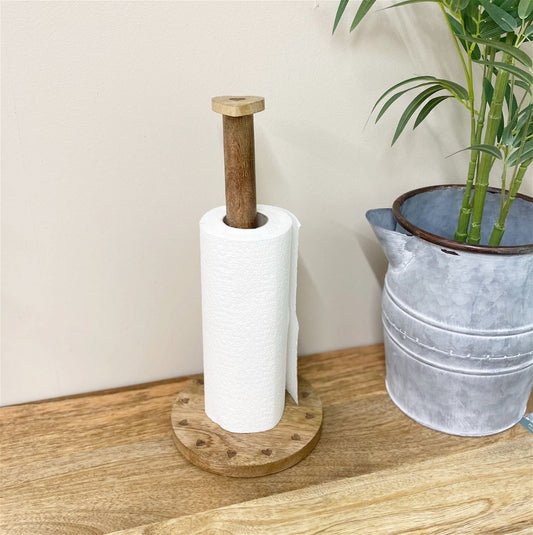 Mango Wood Heart Kitchen Roll Holder