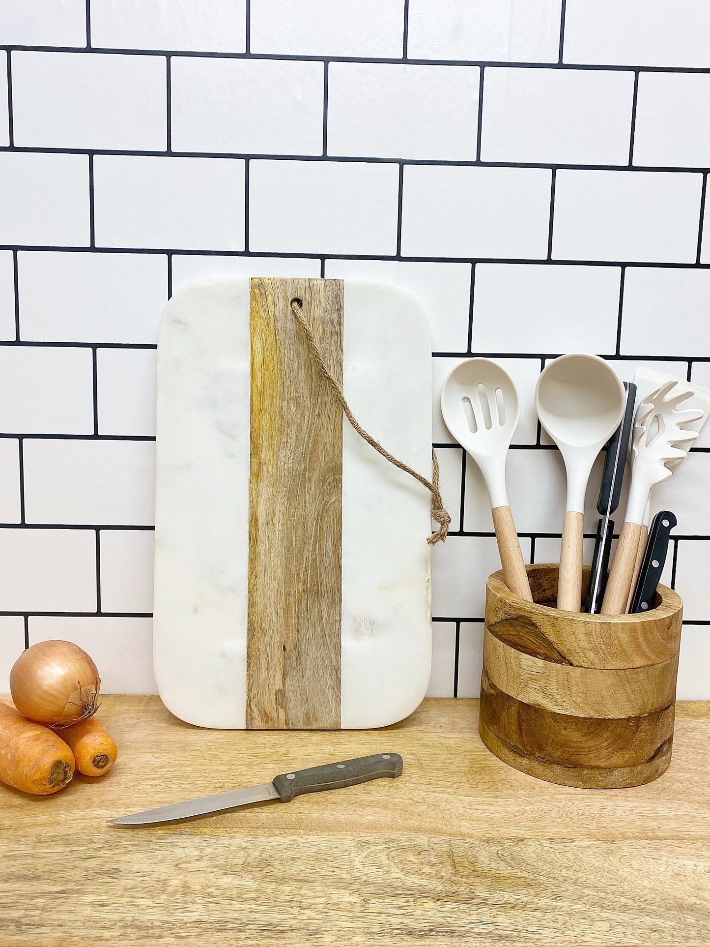 Wood and Marble Large Chopping Board