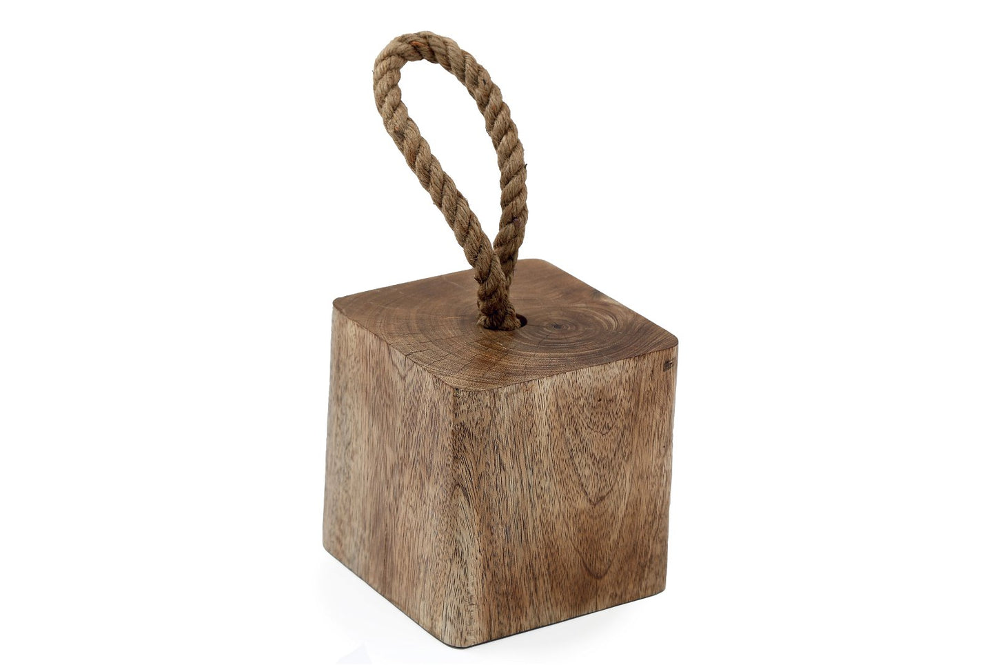 Mango Wood Doorstop With Rope Handle 15cm