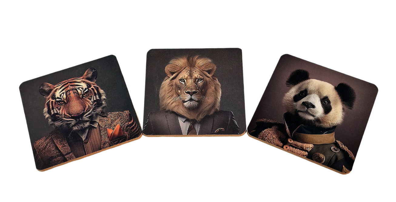 Jungle Animal Head Coaster Set of 6