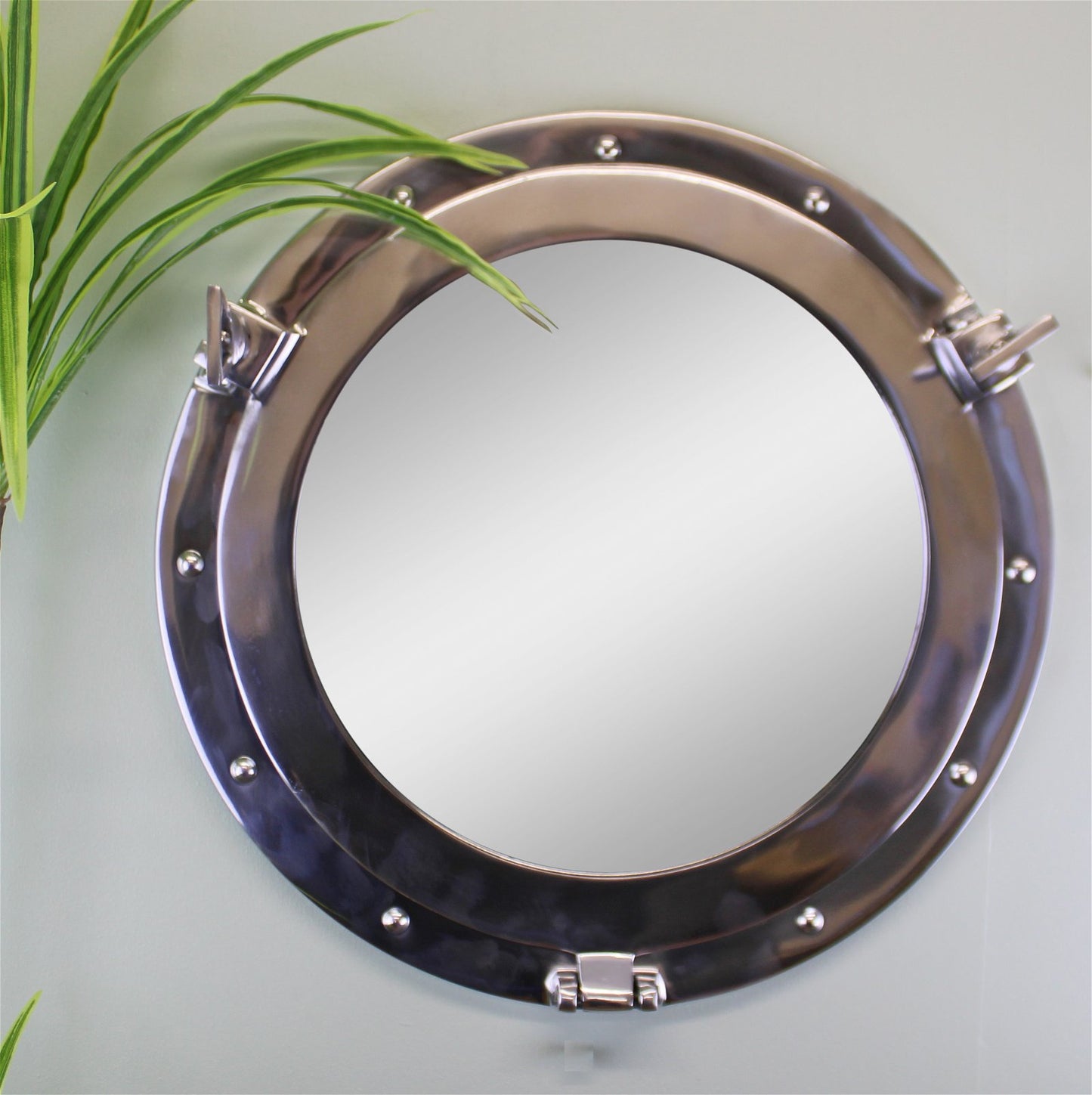 Silver Metal Port Hole Mirror, 40cm