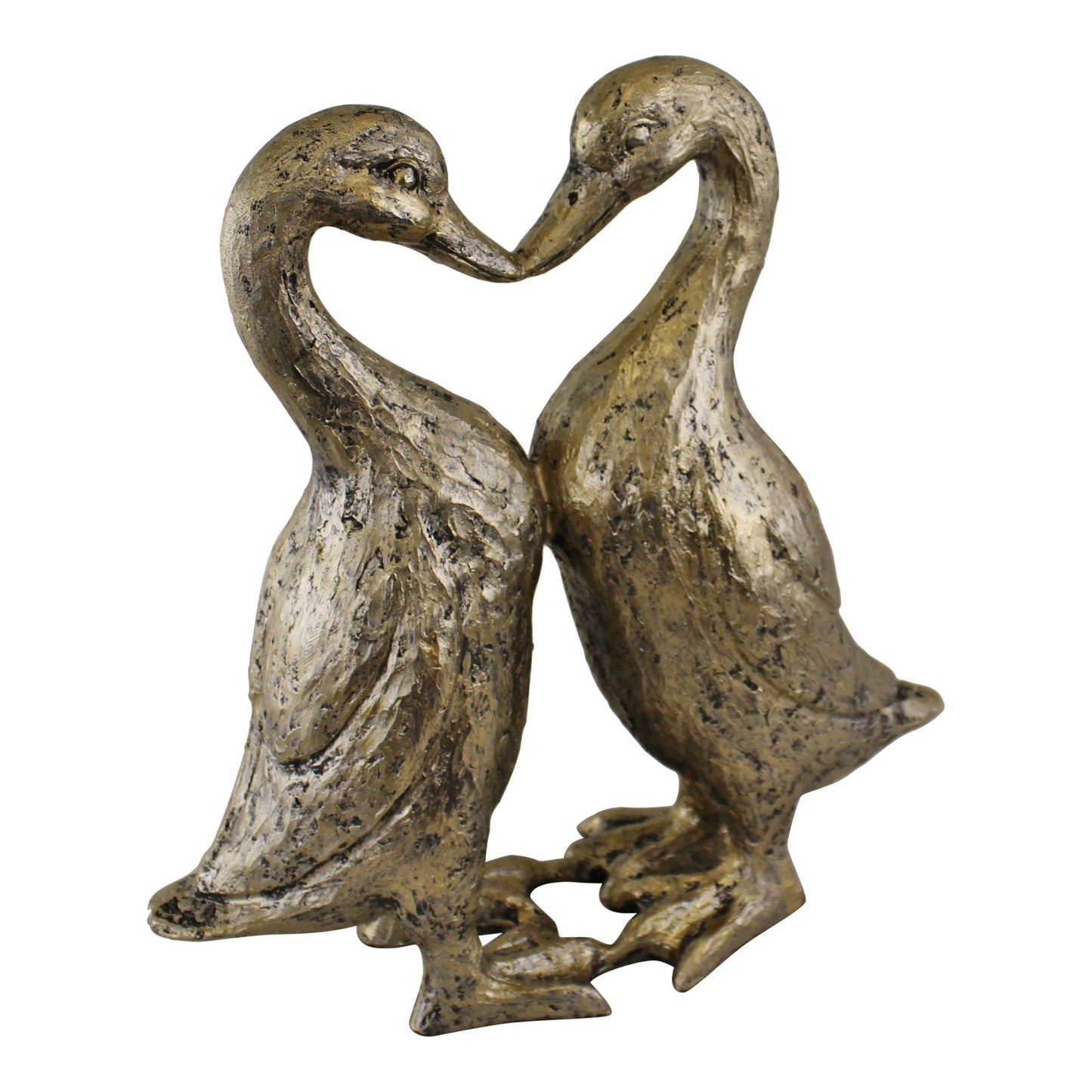 Gold Resin Kissing Ducks Heart Ornament