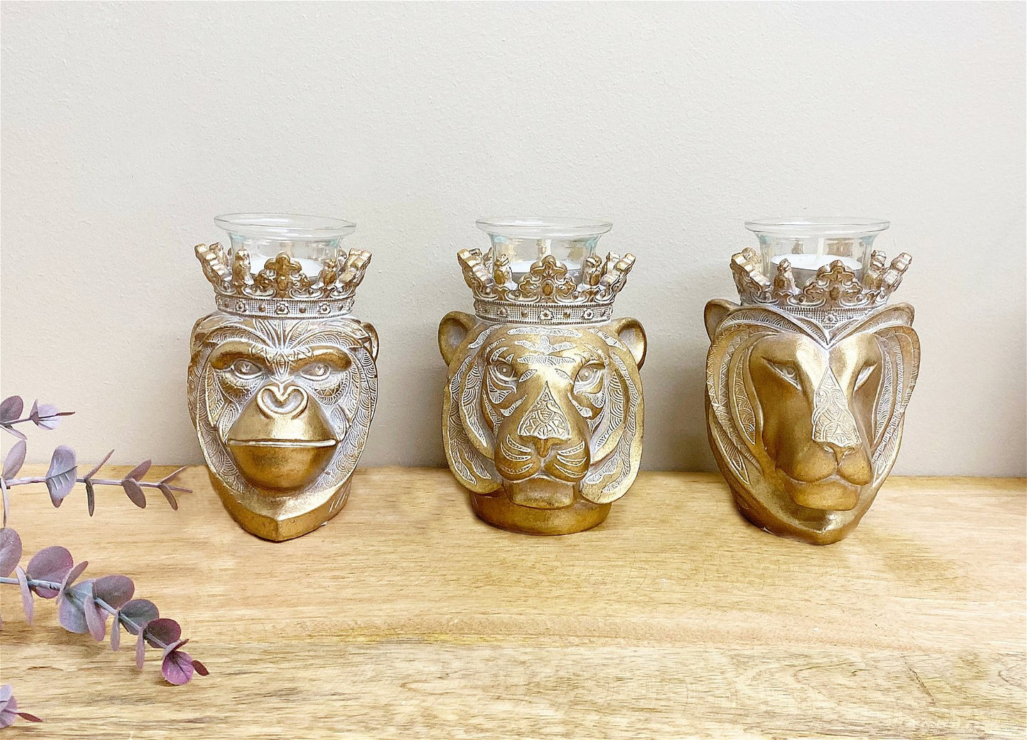 Set of 3 13cm Animal Head Candle Holder