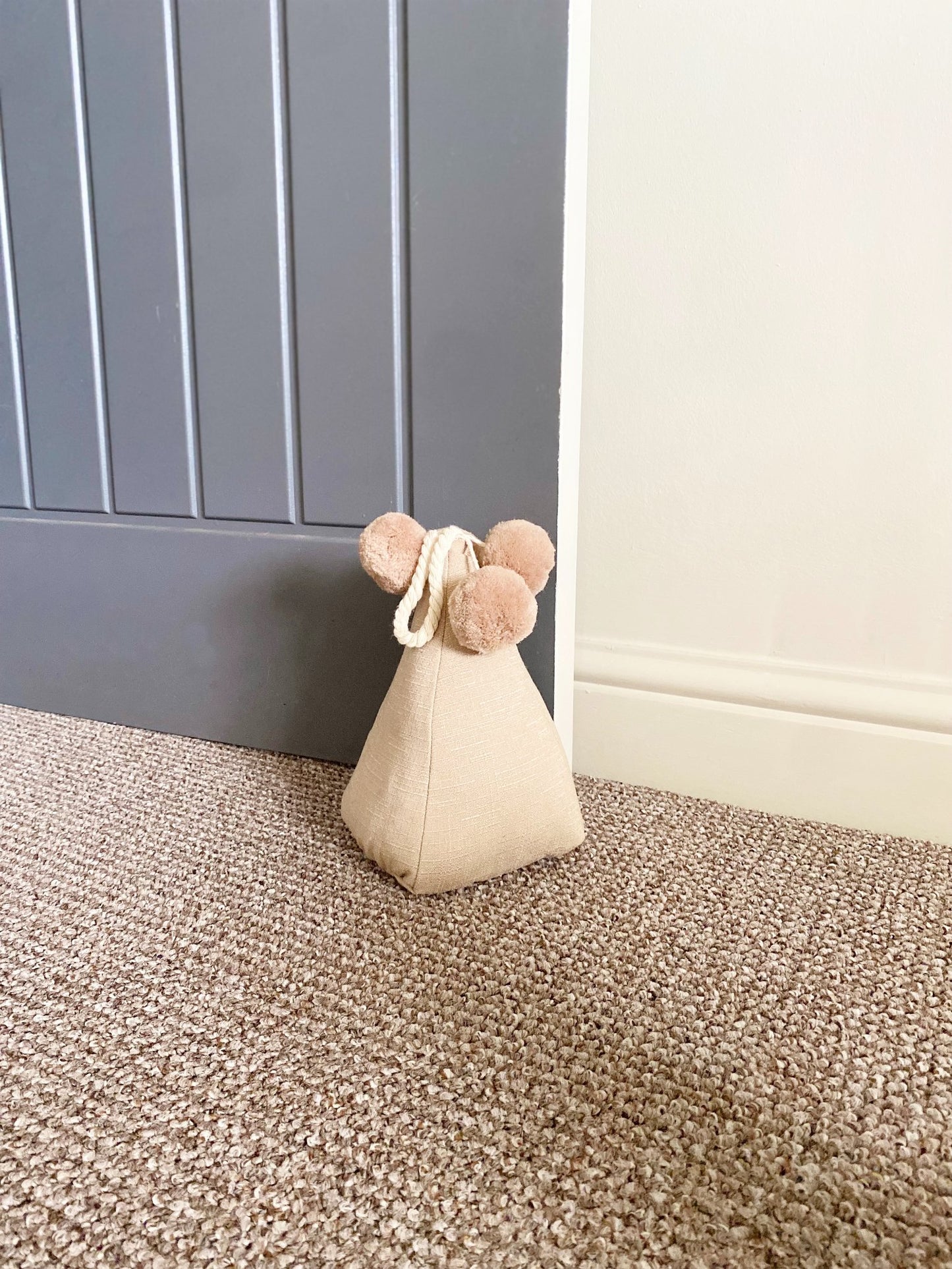 Beige Pompom Doorstop