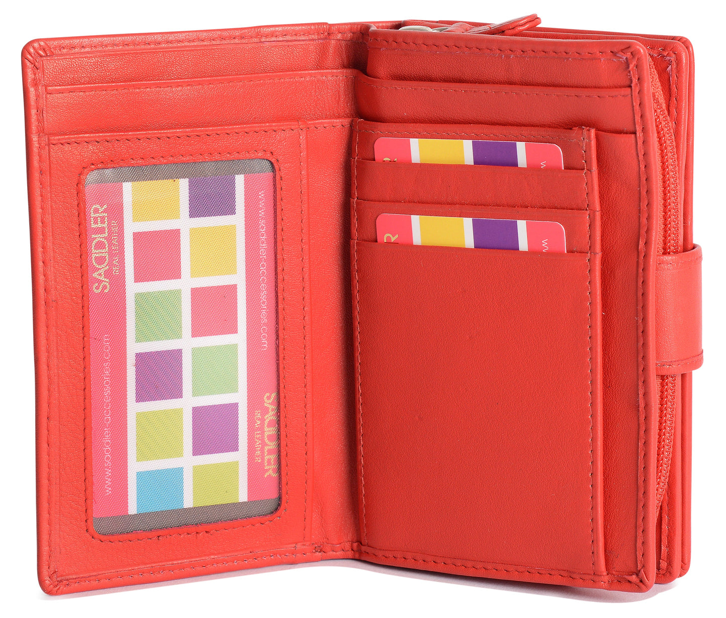 SADDLER GEORGIE Leather Double-Sided Purse - 13 Card Slots, Generous Space for Notes and Coins - RFID Protected