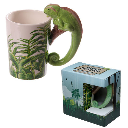 Shaped Handle Ceramic Mug - Chameleon