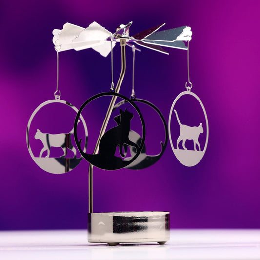 Spinning Tea Light Carousel Candle Holder - Cat