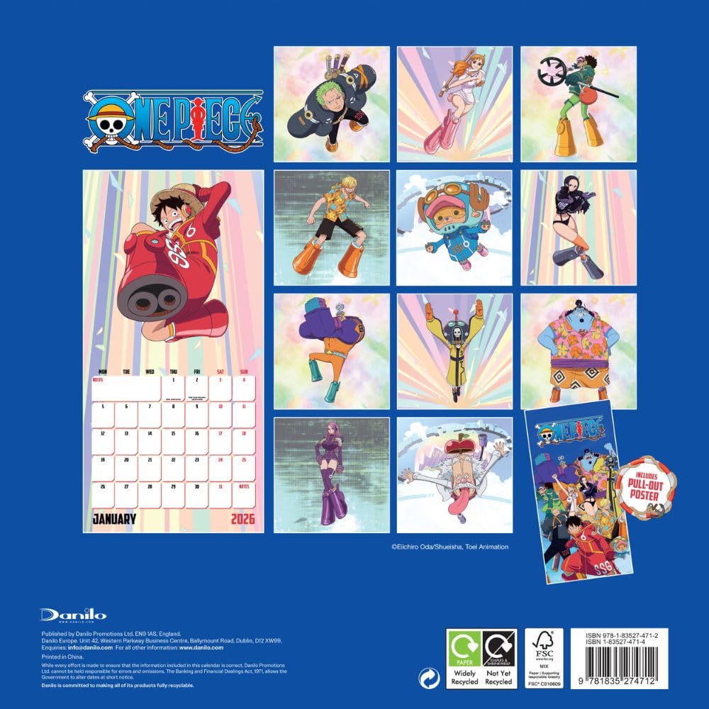 One Piece Square Calendar 2026
