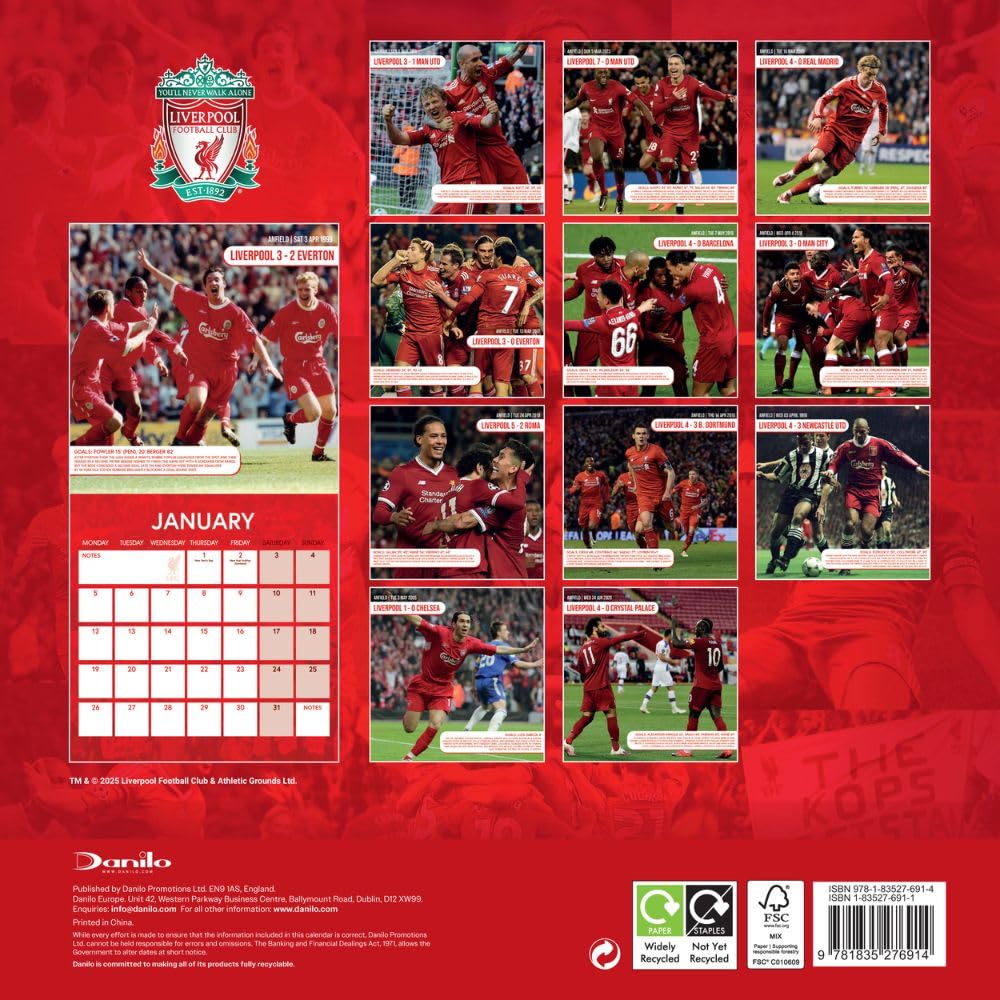 Liverpool FC Legends Square Calendar 2026