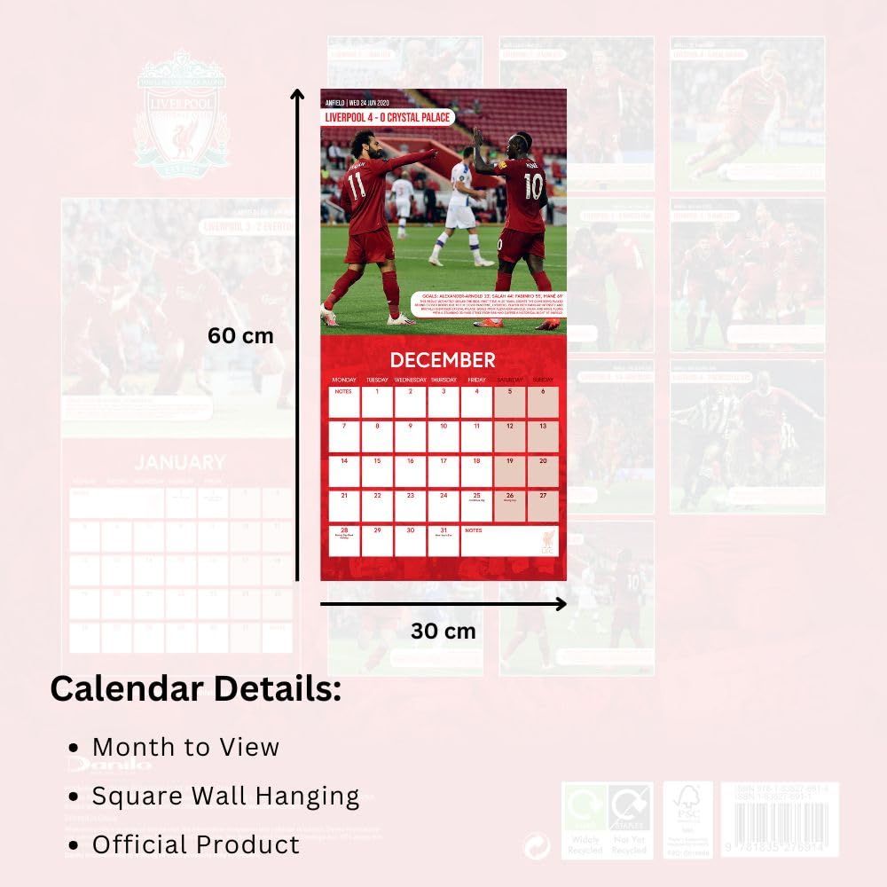 Liverpool FC Legends Square Calendar 2026