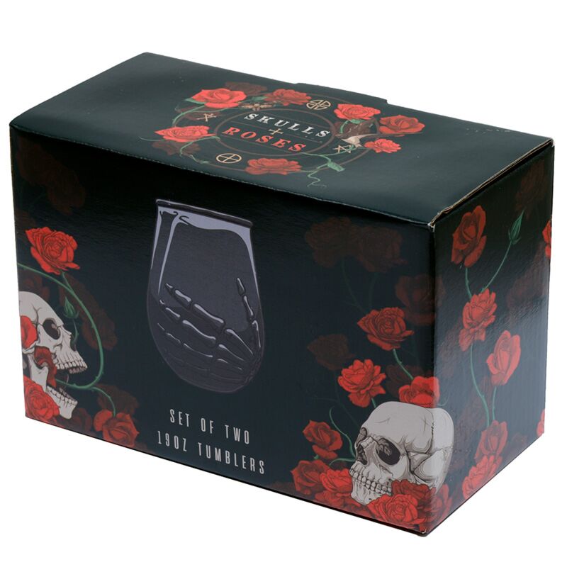 Skeleton Hand Set of 2 Glass Tumblers