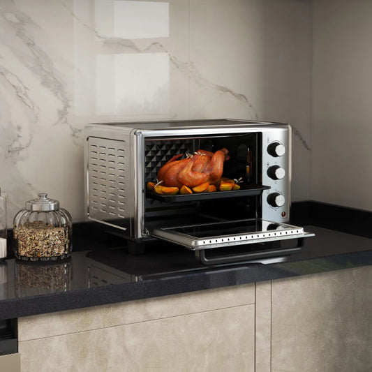 HOMCOM 30L 60-230℃ Mini Electric Oven, with Accessories - Silver Tone