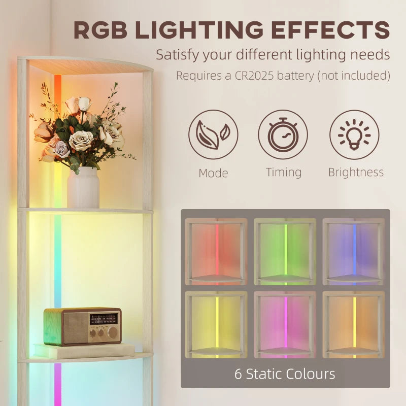 HOMCOM RGB LED Floor Lamp with Shelves