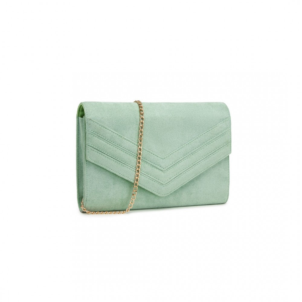 Envelope style green evening clutch