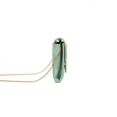 Envelope style green evening clutch