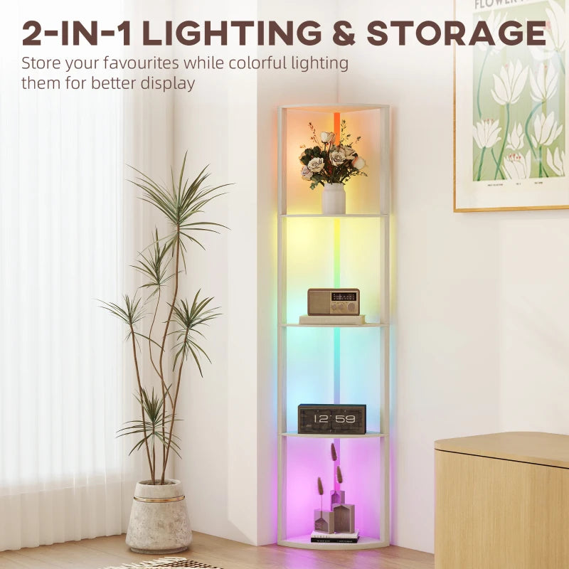 HOMCOM RGB LED Floor Lamp with Shelves