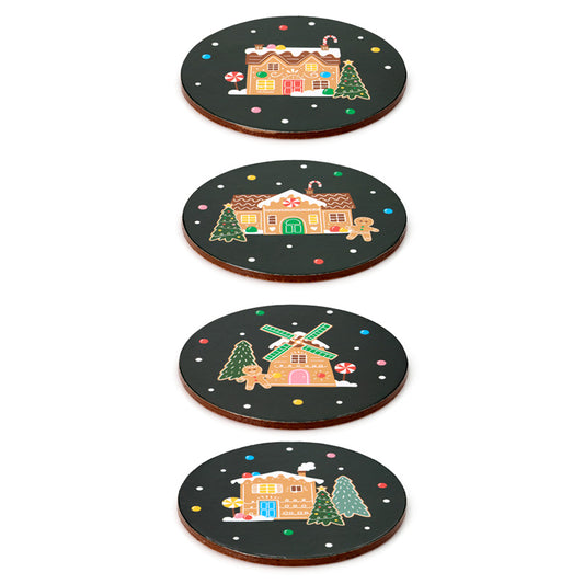 Set of 4 Cork Novelty Coasters - Christmas Baker Street