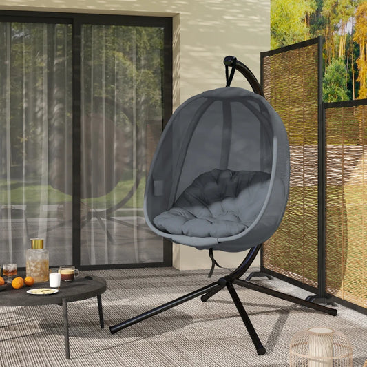 Outsunny Hanging Egg Chair - Grey