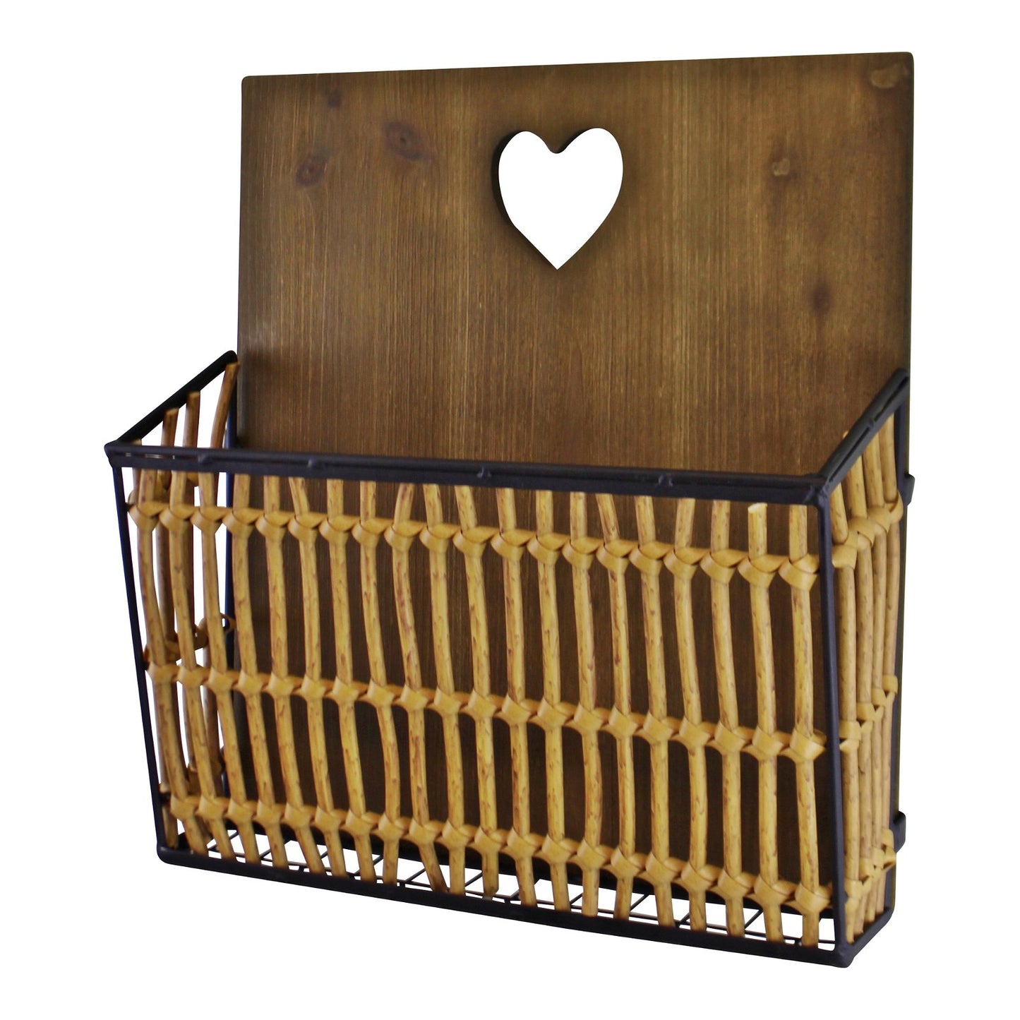 Metal & Wicker Wall Hanging Magazine Rack