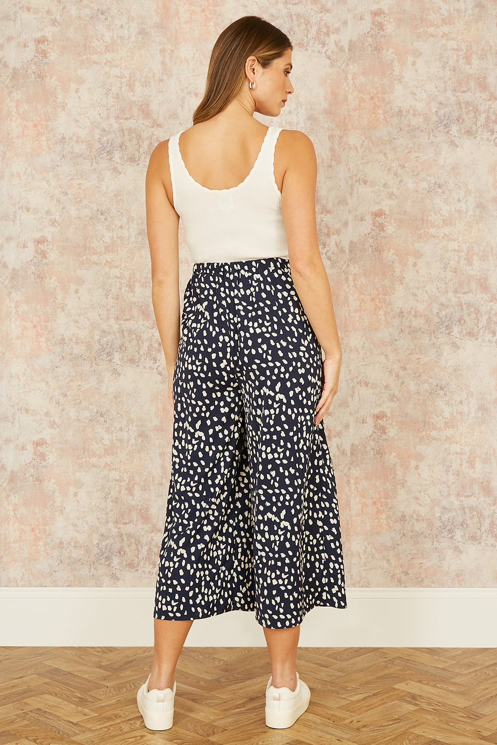 Yumi Navy Dash Print Culottes