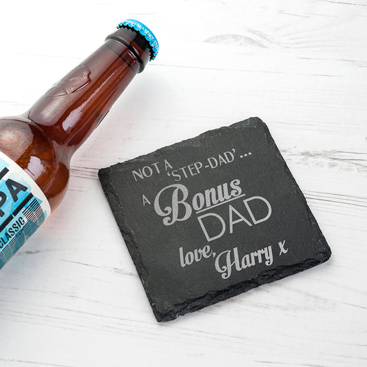 A Bonus Dad Square Slate Keepsake