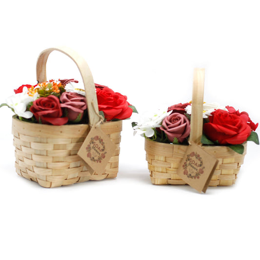 Large Red Soap Bouquet in Wicker Basket