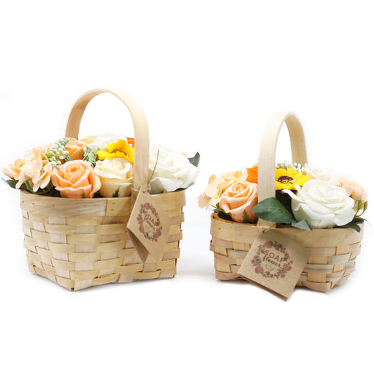 Large Orange Soap Bouquet in Wicker Basket