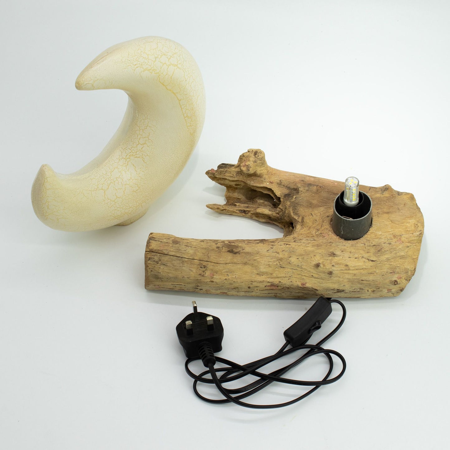 DriftGlow Lamp Crackle Half Moon Shade - Grey