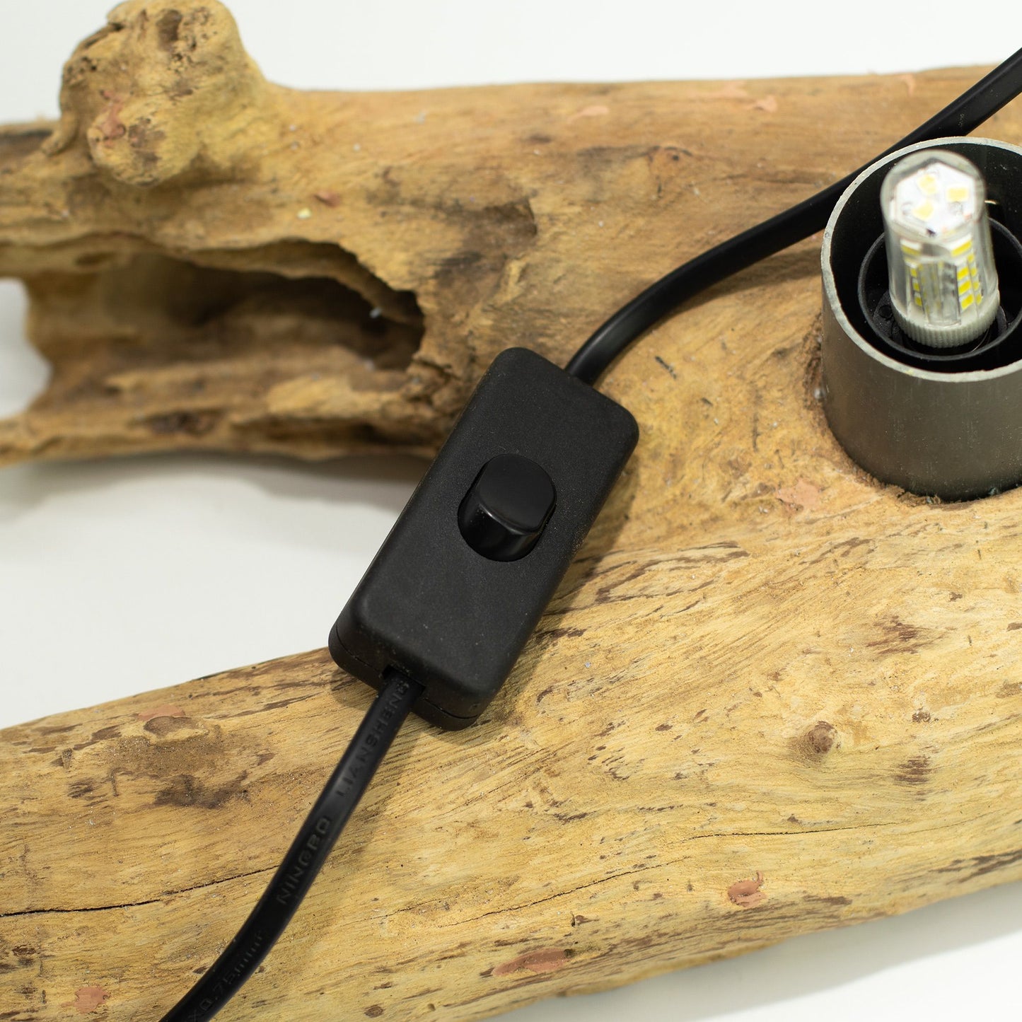 DriftGlow Lamp Crackle Half Moon Shade - Grey