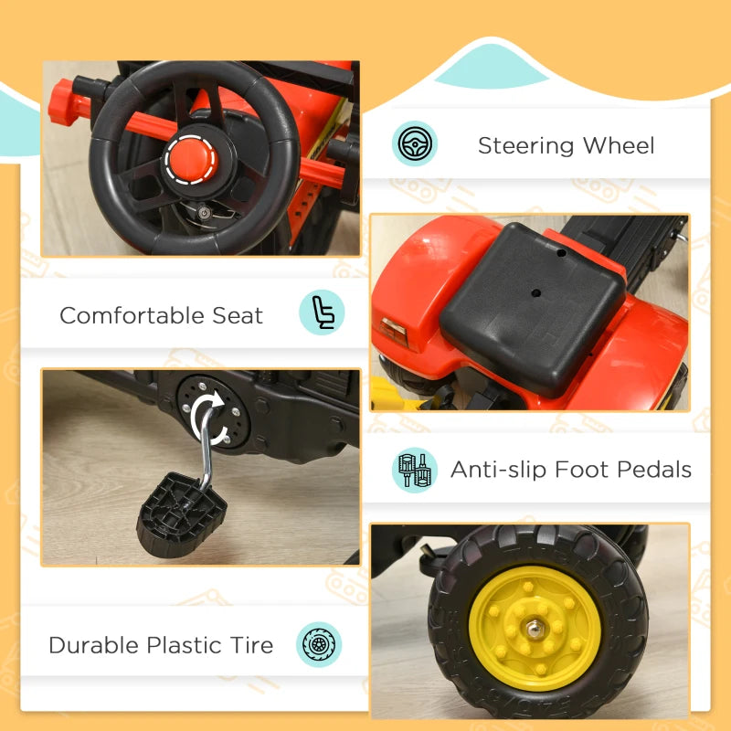 HOMCOM Kids Children Pedal Go Kart Ride On Toy Car Excavator Tractor