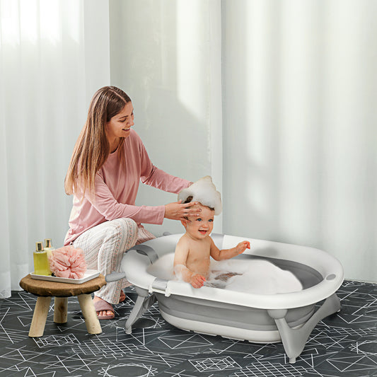 HOMCOM Foldable Baby Bathtub Set
