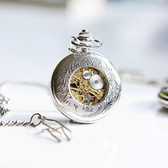 Personalised Roman Skeleton Pocket Watch