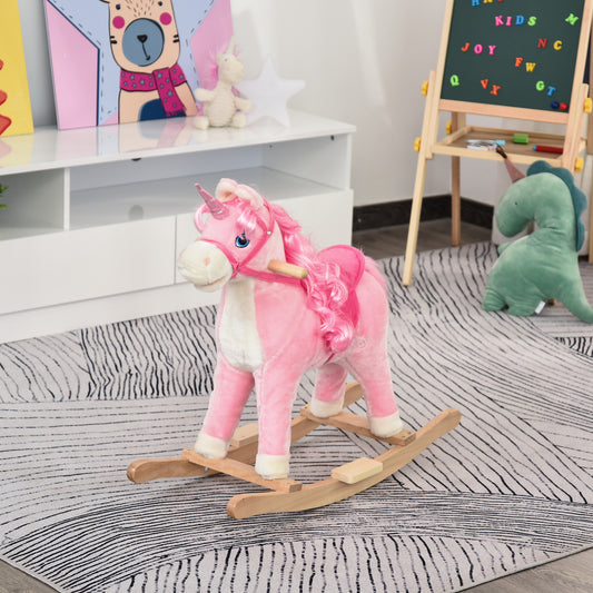 HOMCOM Kids Plush Rocking Horse Ride On Unicorn