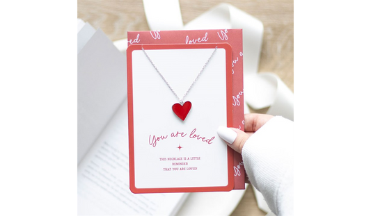 You Are Loved Heart Pendant Necklace Card